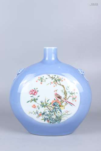 chinese famille rose porcelain flat vase