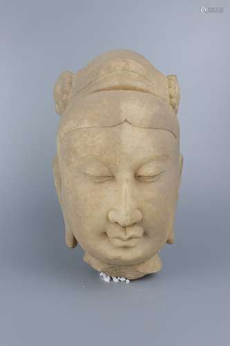 chinese carved white marble buddha's head