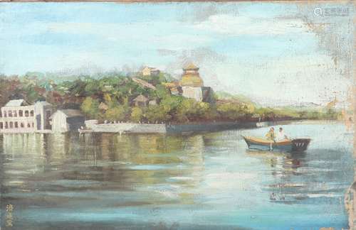 chinese wang jiyuan's oil painting of the summer palace