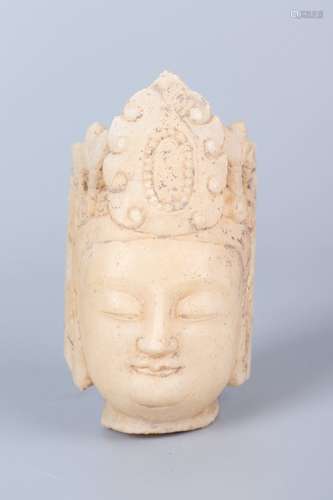 chinese carved white marble buddha's head