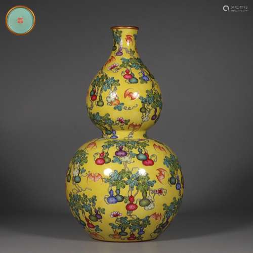 chinese famille rose porcelain double gourd vase