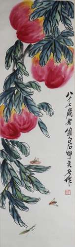 chinese qi baishi's peach painting