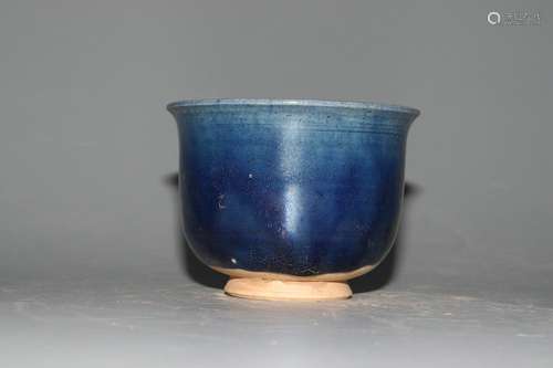 chinese sancai blue-glazed porcelain cup