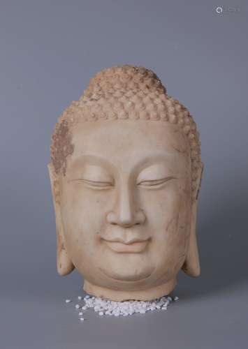 chinese carved white marble buddha's head