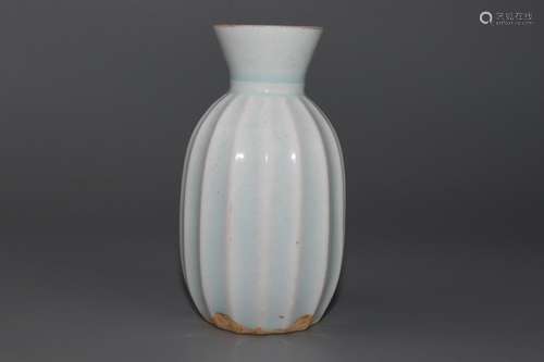 chinese celadon porcelain ribbed wine vessel