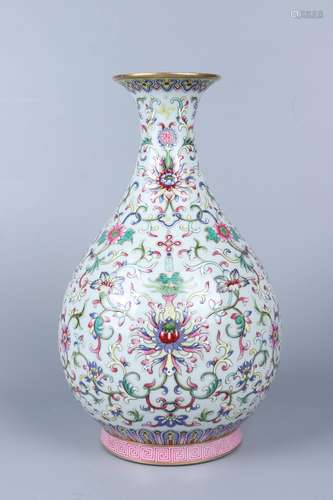 chinese famille rose porcelain pear shaped vase