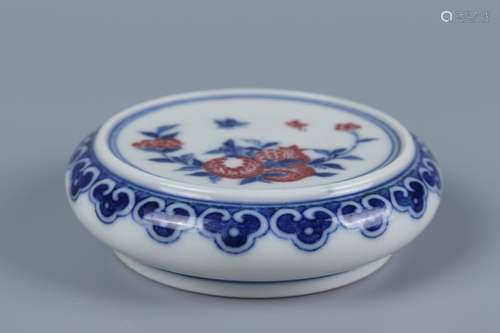 chinese blue and white underglaze-red porcelain inkstone