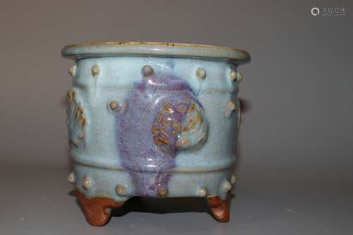 chinese jun kiln porcelain tripod censer