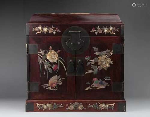 chinese huanghuali official chest inlaid with gems