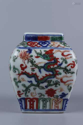 chinese doucai porcelain dragon pattern pot