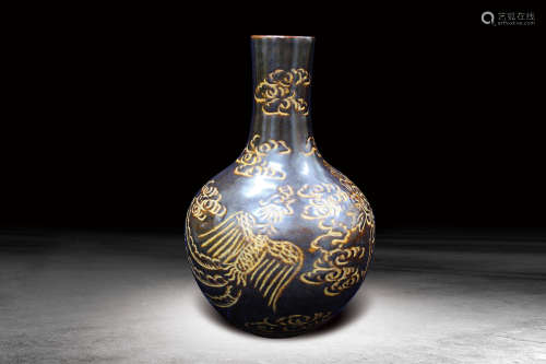 宋 吉州窯鳳紋天球瓶