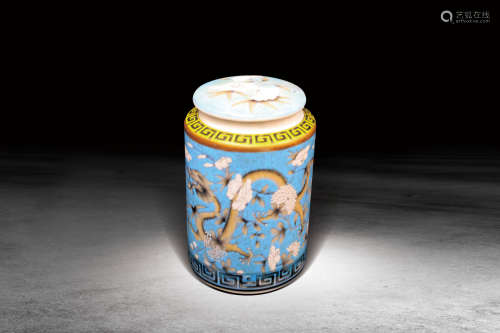 清 粉彩龍紋茶葉罐