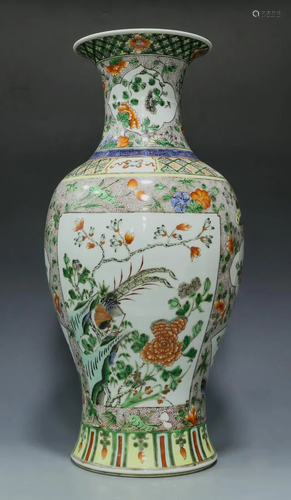 Famille verte flowers and birds vase