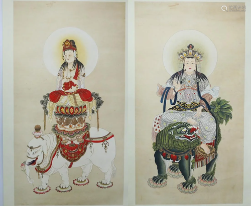 A pair of Kwanyin painting