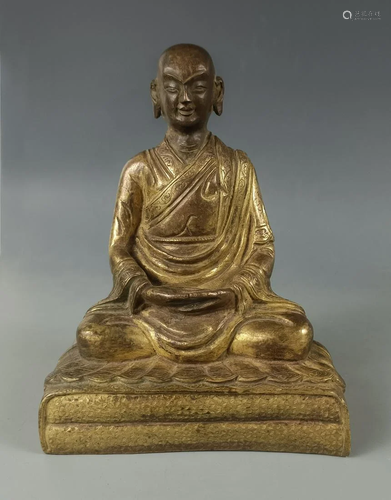 Gilt-bronze Luohan statue Qing