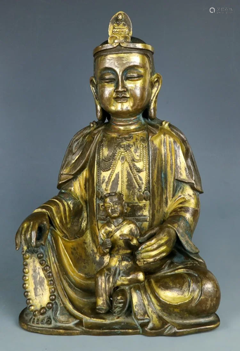 Gilt-bronze figure statue