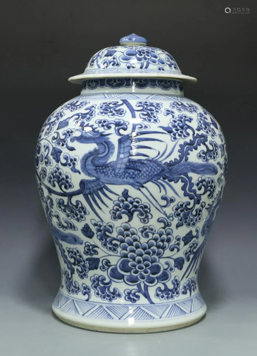 Blue and white porcelain Kangxi Jar