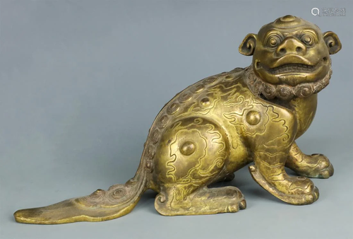 Gilt-bronze kilin statue