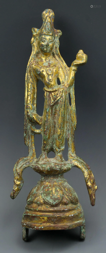 A Gilt-bronze figure statue