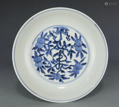 Blue and white porcelain plate Ming dynasty Wanli mark