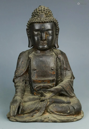 A Black bronze budhha statue