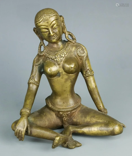 A Tibeten bronze women statue