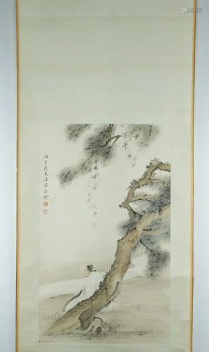 Old Chinese figure scroll painting