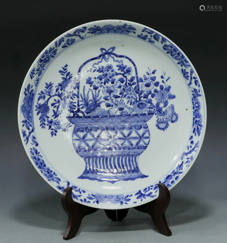 Blue and white porcelain plate