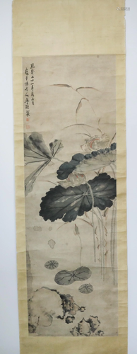 lotus flower scroll painting