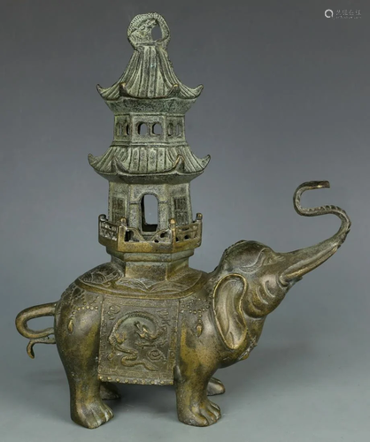 Bronze elephant censer