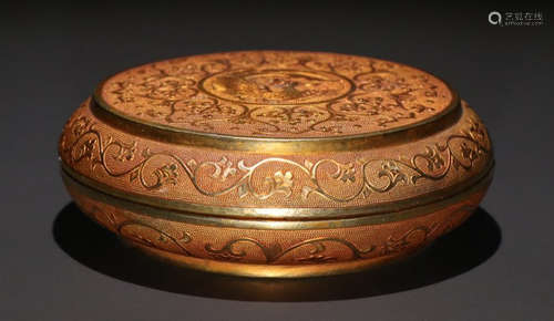 GILT BRONZE BOX CARVED WITH PHOENIX&FLOWER