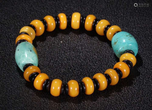 BEESWAX STRING BRACELET WITH TURQUOISE