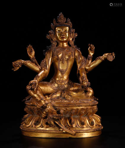 GILT BRONZE BUDDHA STATUE