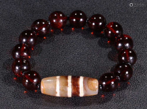AMBER STRING BRACELET WITH 14 BEADS