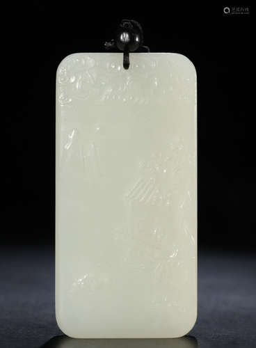 HETIAN JADE TABLET CARVED WITH STORY