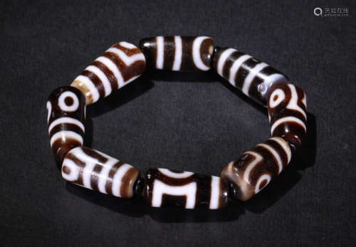 NATURE PATTERN DZI STRING BRACELET WITH 8 BEADS