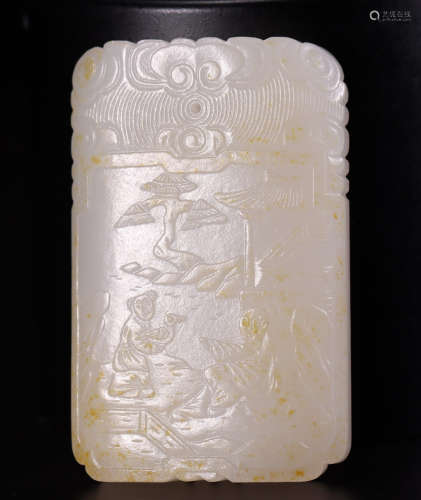 HETIAN JADE TABLET CARVED WITH STORY