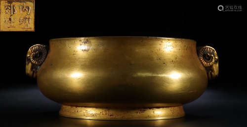 NEITANSHEJIAO MARK GILT BRONZE CENSER