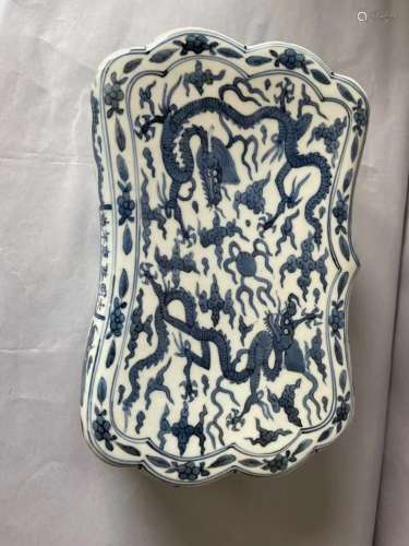 Rare Chinese Blue and White 'Dragon' Pillow