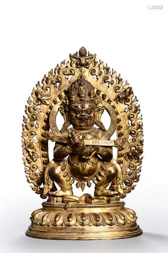 The gilding copper Mahakala statue