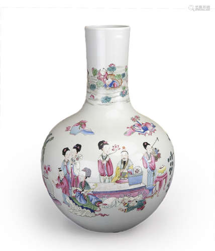 A famille rose figure porcelain tianqiuping