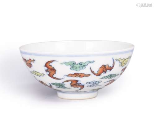 A doucai bat patterned porcelain bowl