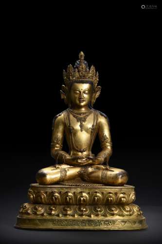 The gilding copper sitting Amitabha statue