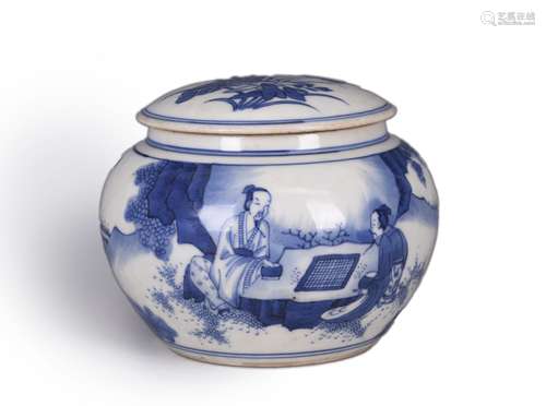 A blue and white figure porcelain jar