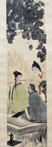 A Chinese figure painting, Fu Baoshi mark