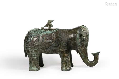 A carved bronze elephant