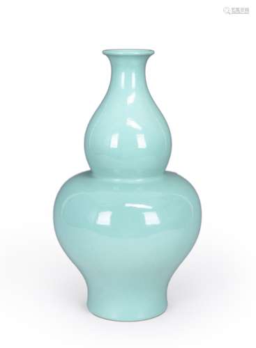 A turquoise glazed porcelain gourd-shaped vase