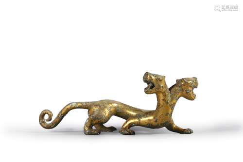 A gilding copper dragon ornament