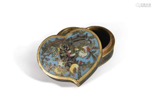 A cloisonne enamel peach shaped box