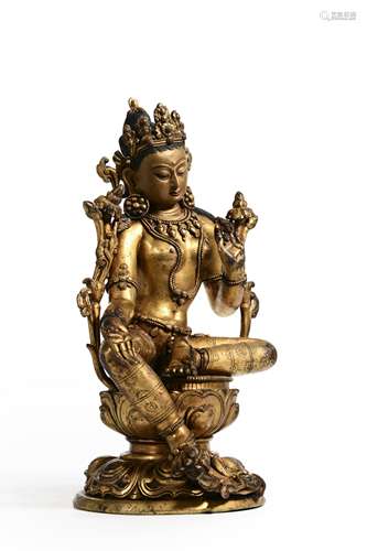 A gilding copper sitting tara statue